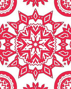 Crimson Starburst Geometric Mandala Rug