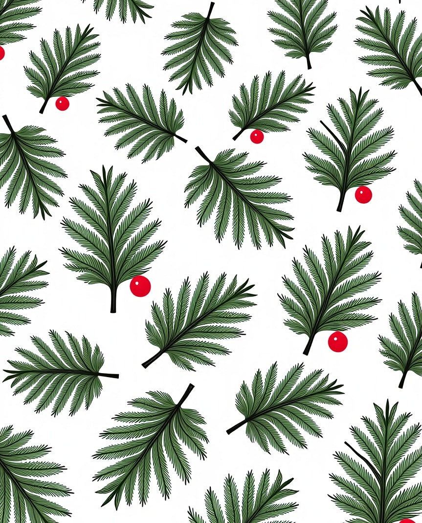 Evergreen Pine Sprig Red Berry Rug