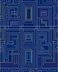 Modern Blue Geometric Labyrinth Rug