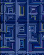 Modern Blue Geometric Labyrinth Rug