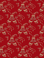Crimson Whimsical Bell Swirls Rug