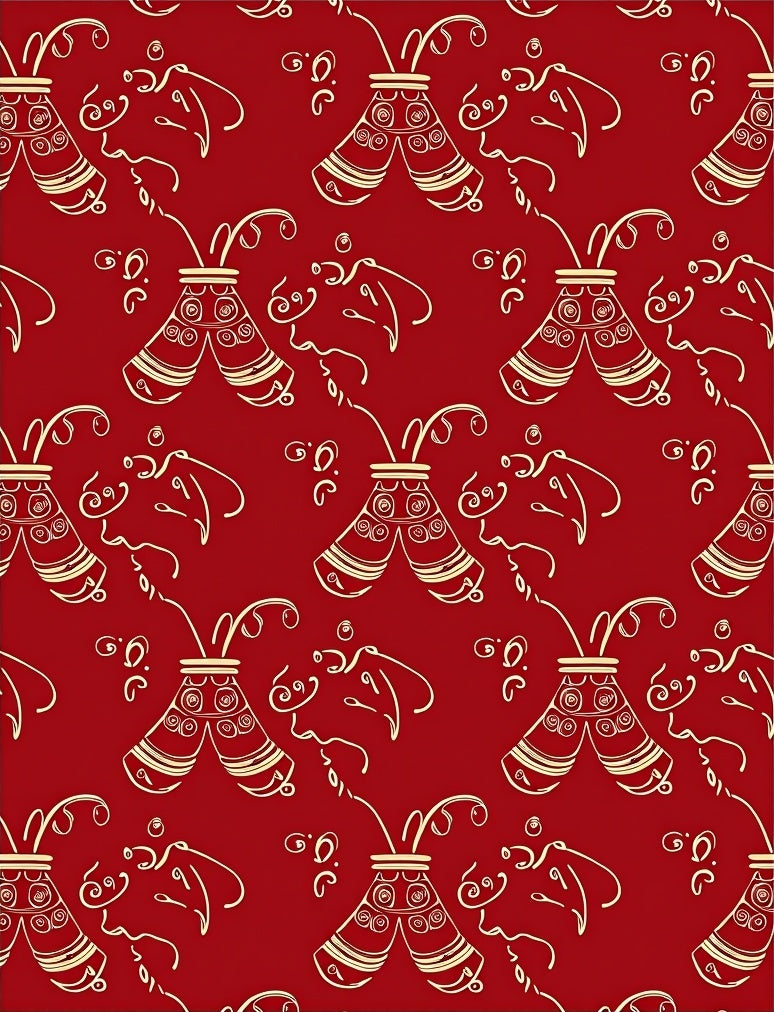 Crimson Whimsical Bell Swirls Rug