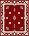 Deep Red Snowflake Border Rug