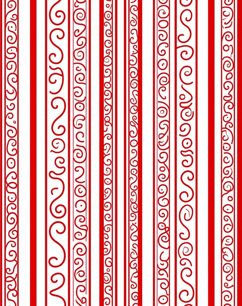 Crimson Red Vertical Swirl Border Rug