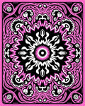 Vibrant Pink Black Floral Mandala Rug
