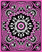 Vibrant Pink Black Floral Mandala Rug