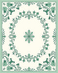 Ivory Green Floral Scroll Medallion Rug