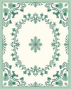 Ivory Green Floral Scroll Medallion Rug