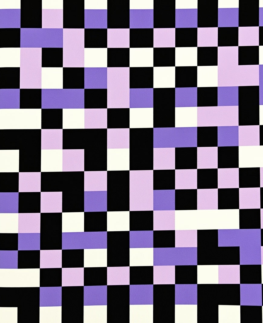 Irregular Pixelated Collage Black Lavender Rug