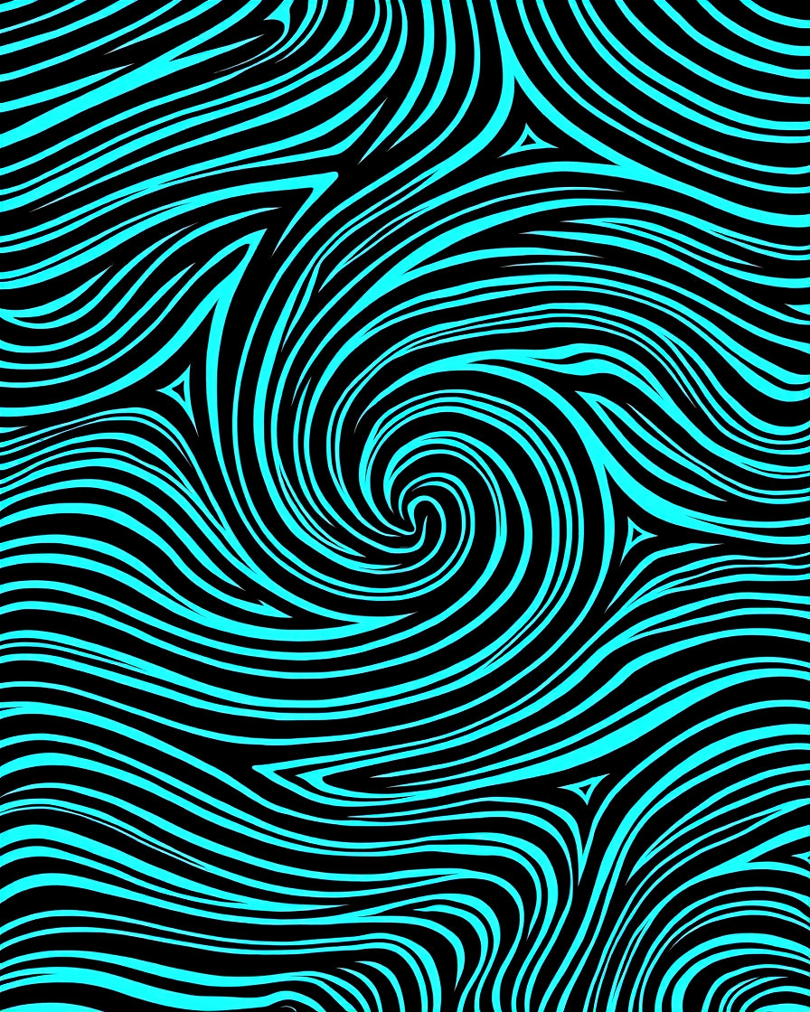 Vibrant Aqua Swirl Abstract Lines Rug