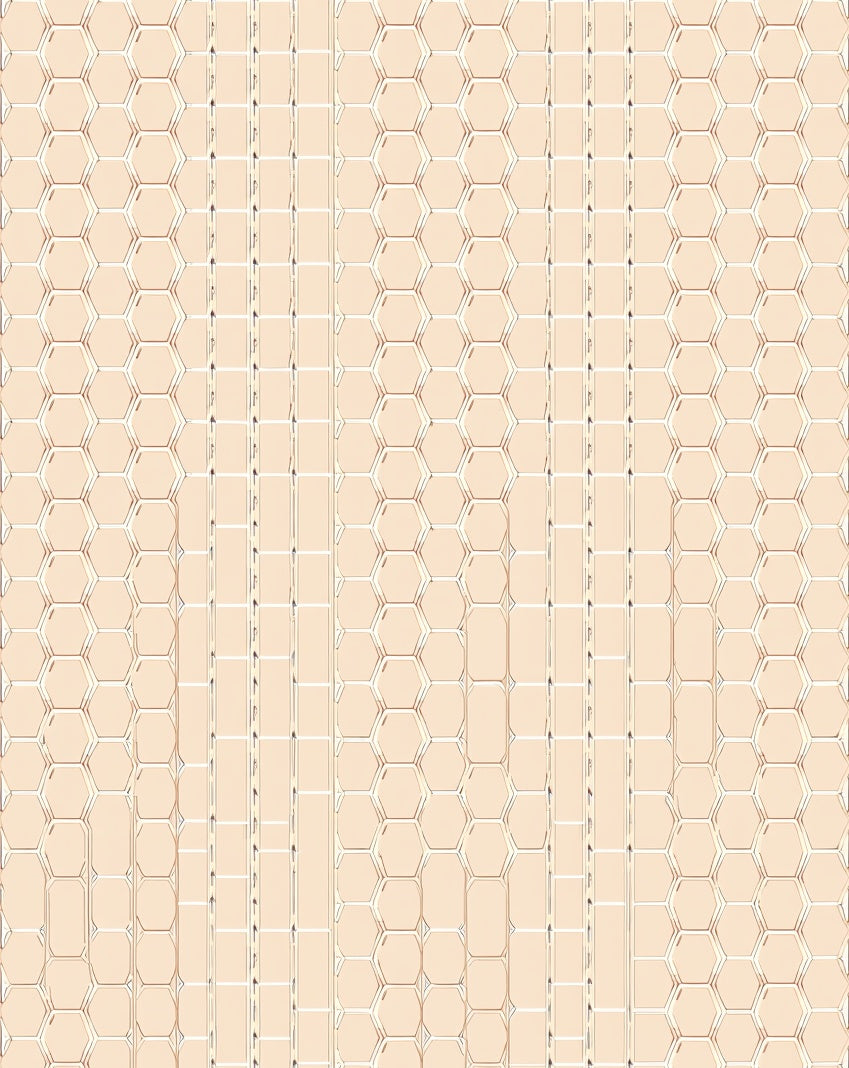 Subtle Peach Honeycomb Grid Rug