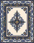 Ornate Navy Blue Golden Medallion Rug