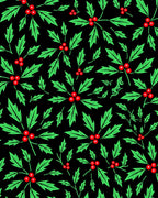 Green Red Holly Berry Pattern Rug