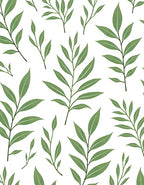 Green Leafy Branch Arrangement Rug