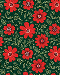 Vivid Red Crimson Floral Garden Rug