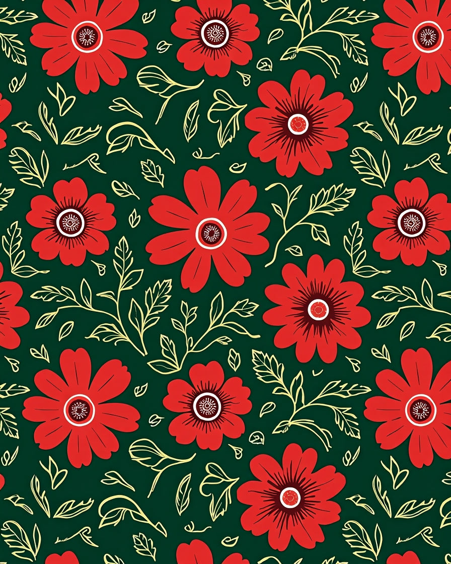 Vivid Red Crimson Floral Garden Rug