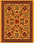 Autumnal Orange Pumpkin Foliage Medallion Rug