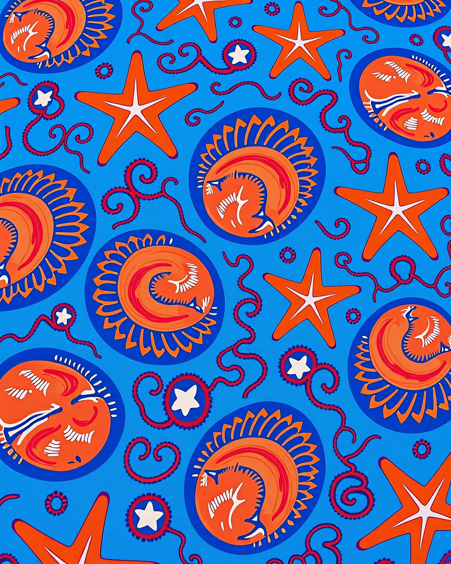 Coastal Orange Starfish Marine Life Rug