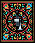 Black Trumpet Floral Medallion Rug