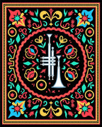 Black Trumpet Floral Medallion Rug