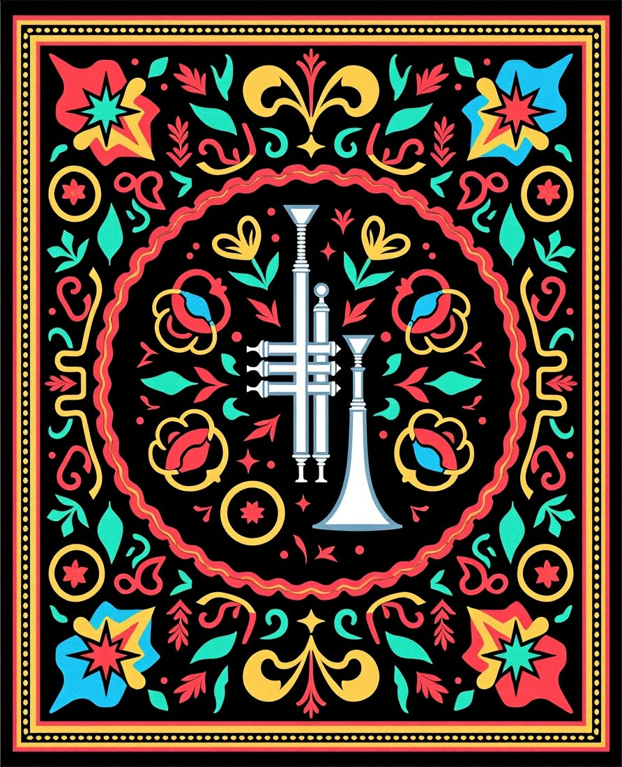 Black Trumpet Floral Medallion Rug