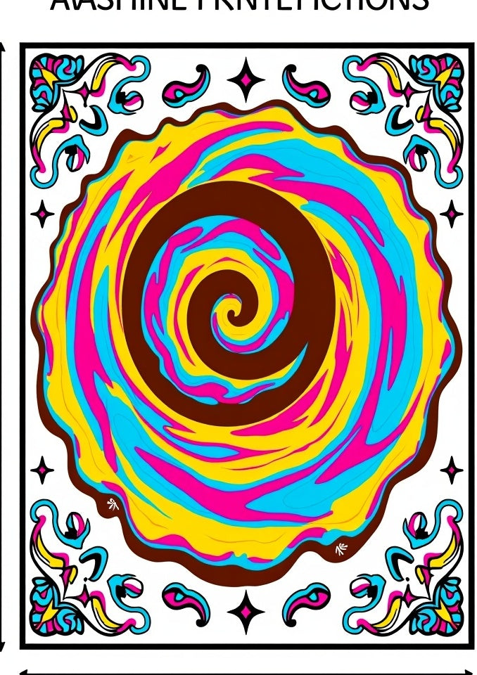 Vibrant Color Swirl Abstract Floral Rug