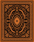 Orange Black Ornate Medallion Scroll Rug