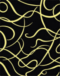 Golden Swirls on Black Canvas Rug