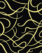 Golden Swirls on Black Canvas Rug