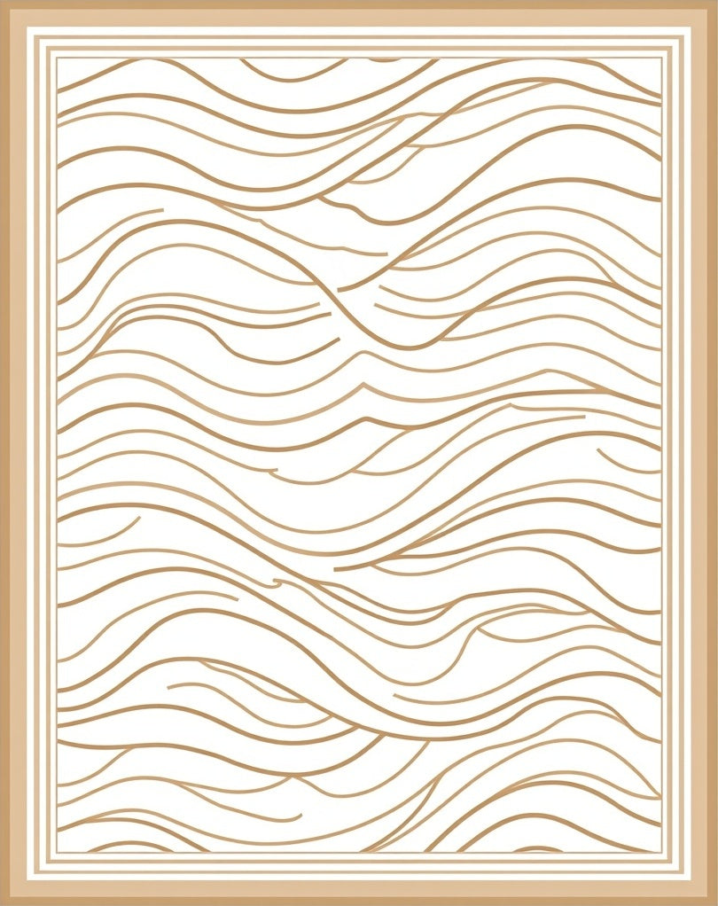 Neutral Cream Flowing Line Art Rug