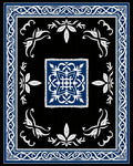 Ornate Blue White Black Medallion Rug