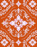 Vibrant Orange Floral Damask Rug