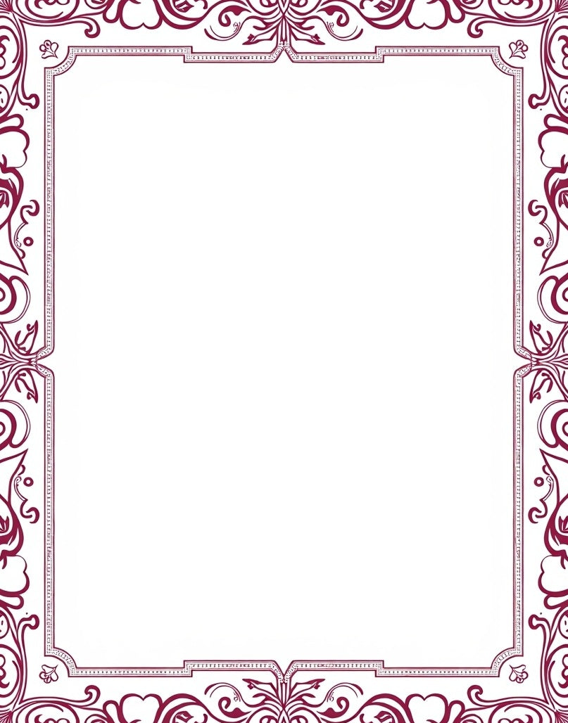 Ornate Crimson Floral Border Swirl Rug