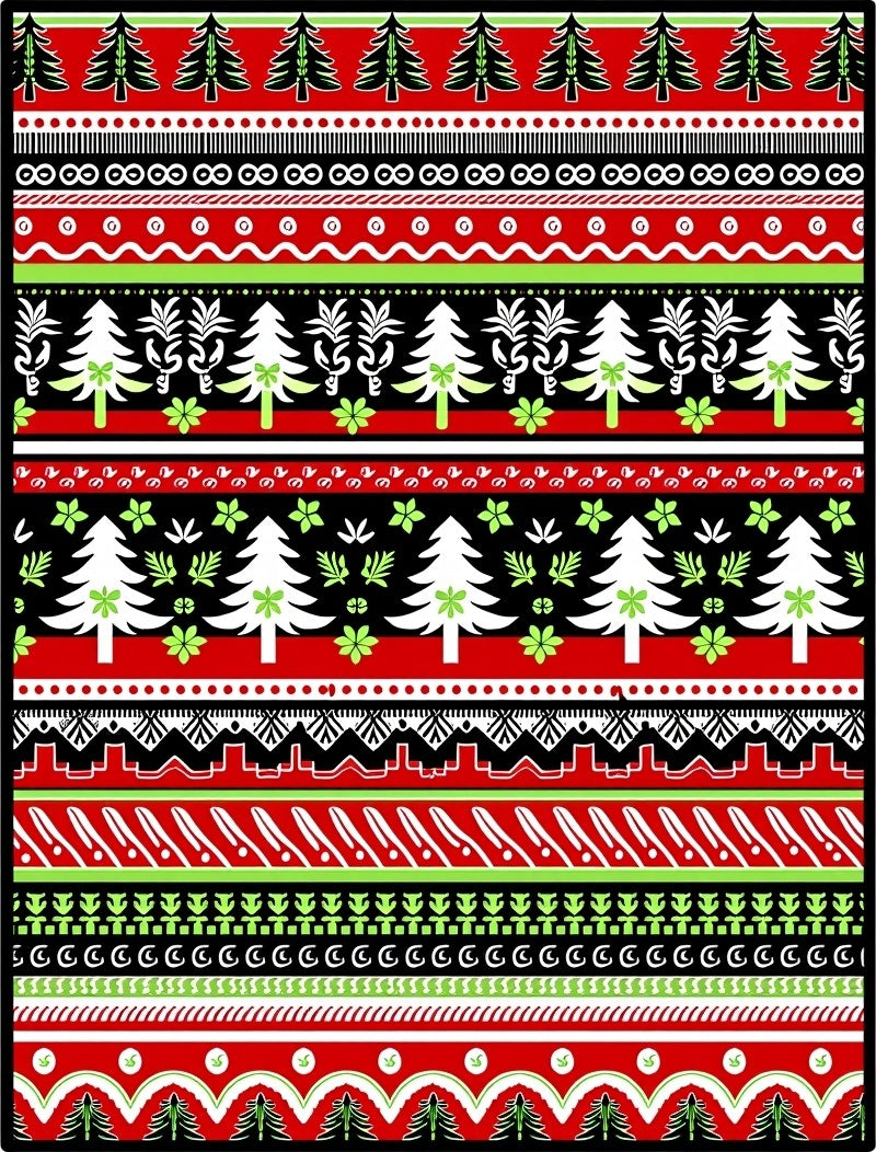 Festive Christmas Tree Stripes Rug