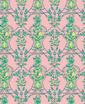 Pink Teal Yellow Botanical Vine Arrangement Rug