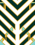 Geometric Teal Gold Chevron Inlay Rug