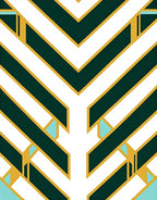 Geometric Teal Gold Chevron Inlay Rug