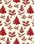 Crimson Pine Boughs and Trees Rug