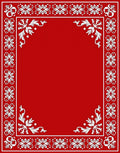 Crimson White Floral Scroll Border Rug