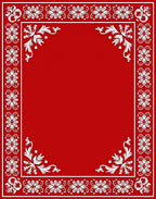 Crimson White Floral Scroll Border Rug