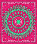 Vibrant Coral Aqua Mandala Sunburst Rug