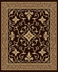 Ornate Cream Floral Scroll Border Rug
