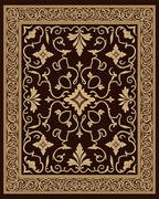 Ornate Cream Floral Scroll Border Rug