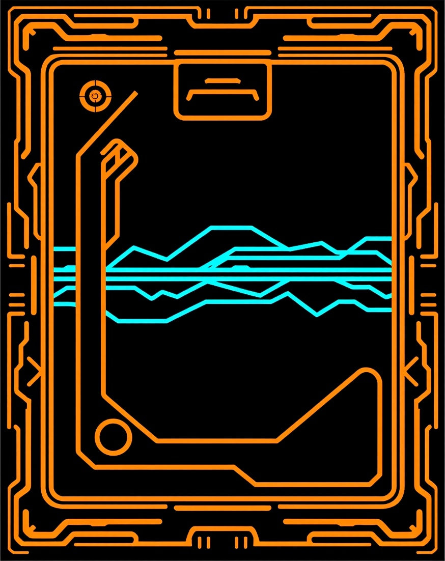 Futuristic Orange Circuit Wave Rug