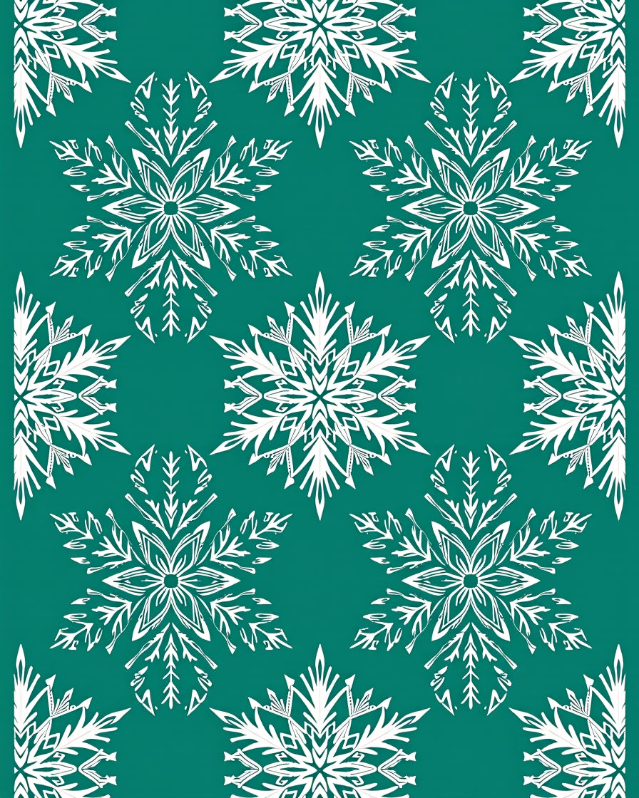 Teal White Snowflake Cluster Rug