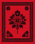 Bold Red Floral Tree Border Rug