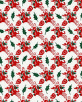 Festive Red Green Reindeer Holly Rug