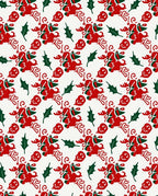Festive Red Green Reindeer Holly Rug