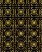 Golden Art Deco Geometric Square Rug