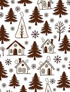 Cozy Winter Village Snowflakes Trees Rug